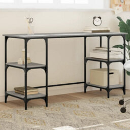 Berkfield Desk Grey Sonoma 140X50X75 Cm Metal And Engineered Wood - thumbnail 1