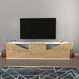 Decorotika Carson Tv Stand Tv Unit For Tv's Up To 72 Inch White And Oak - thumbnail 3