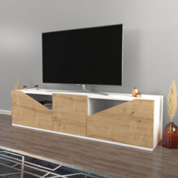 Decorotika Carson Tv Stand Tv Unit For Tv's Up To 72 Inch White And Oak - thumbnail 1