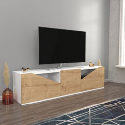 Decorotika Carson Tv Stand Tv Unit For Tv's Up To 72 Inch White And Oak - thumbnail 2