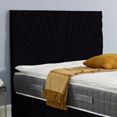 "Urban Textures Luxury 26"" High Velvet Fabric Upholstered Sunrise Bed Headboard - Black" - image 1