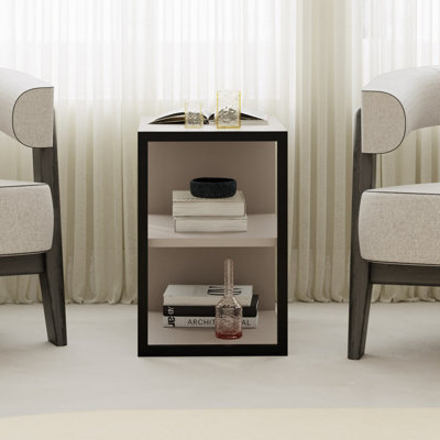 Decortie Echo Modern 3-Tier Sofa End Side Table Bedside Metal Frame Mocha Grey Living Room - image 1