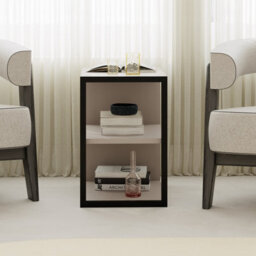 Decortie Echo Modern 3-Tier Sofa End Side Table Bedside Metal Frame Mocha Grey Living Room - thumbnail 1