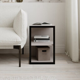 Decortie Echo Modern 3-Tier Sofa End Side Table Bedside Metal Frame Mocha Grey Living Room - thumbnail 4