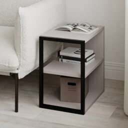 Decortie Echo Modern 3-Tier Sofa End Side Table Bedside Metal Frame Mocha Grey Living Room - thumbnail 5
