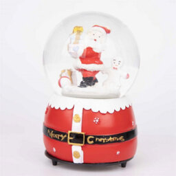 Shatchi Musical Christmas Snowglobe Large Water Ball Features Santa Snowman Scene Santa Costume Resin Base Decorations - thumbnail 1