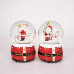 Shatchi Musical Christmas Snowglobe Large Water Ball Features Santa Snowman Scene Santa Costume Resin Base Decorations - thumbnail 7