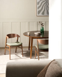 Beliani Set Of 2 Dining Chairs Lilly Fabric Dark Green/ Brown - thumbnail 2