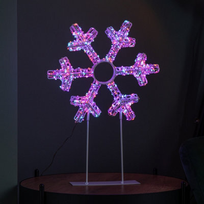 Samuel Alexander 45Cm Light Up White Christmas Snowflake On Metal Stand With Twinkling Rainbow Leds - image 1