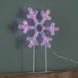 Samuel Alexander 45Cm Light Up White Christmas Snowflake On Metal Stand With Twinkling Rainbow Leds - thumbnail 3