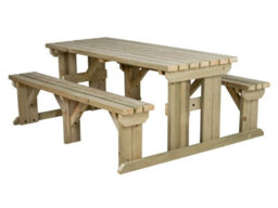 Arbor Garden Solutions Abies Wooden Picnic Bench And Table Set, Outdoor Dining Set (8Ft, Natural Finish) - thumbnail 1