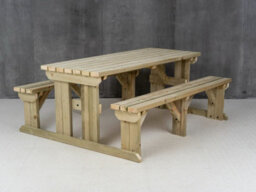 Arbor Garden Solutions Abies Wooden Picnic Bench And Table Set, Outdoor Dining Set (8Ft, Natural Finish) - thumbnail 2