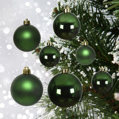 Decoris 30 Pine Green Christmas Tree Baubles Shatterproof Hanging Decoration 4Cm 5Cm 6Cm - image 1