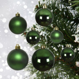Decoris 30 Pine Green Christmas Tree Baubles Shatterproof Hanging Decoration 4Cm 5Cm 6Cm