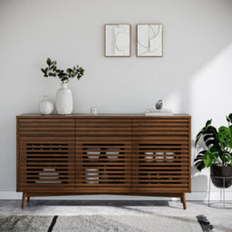 Kari Dark Oak 3 Drawer 3 Door Sideboard Cabinet - By Roseland Furniture - thumbnail 2
