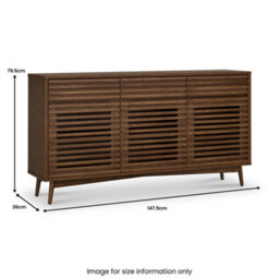 Kari Dark Oak 3 Drawer 3 Door Sideboard Cabinet - By Roseland Furniture - thumbnail 9
