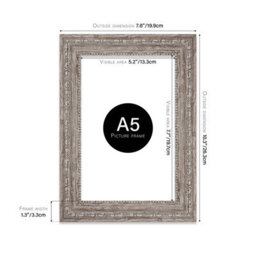 A5 Walnut Ornate Picture Frame (21 X 14.7Cm) Poster, Photo, Artwork, Gallery Wall Or Print - thumbnail 2