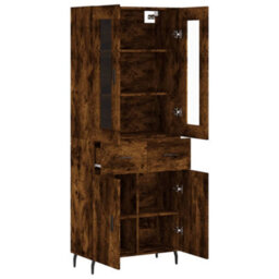 Berkfield Elegant Highboard Smoked Oak 69.5X34X180 Cm Engineered Wood - thumbnail 4