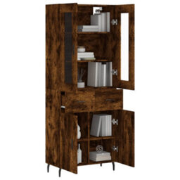 Berkfield Elegant Highboard Smoked Oak 69.5X34X180 Cm Engineered Wood - thumbnail 3
