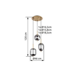 Luminosa Lighting Luminosa Blacky I Cluster Pendant Ceiling Light Brass-Coloured Glass Shade 3X E14 - thumbnail 4