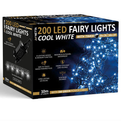 Netta Christmas Tree Lights 200 Led 10M Fairy String Lights Plug In With Timer And Memory Functions For Outdoor/indoor Use - Cool - image 1