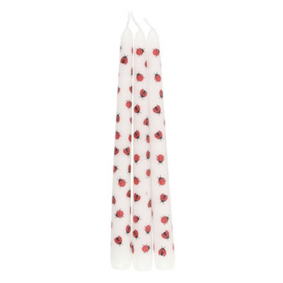 Something Different Love Bug Ladybird Taper Candle (Pack Of 3) White/red (One Size) - image 1