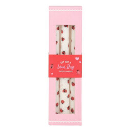 Something Different Love Bug Ladybird Taper Candle (Pack Of 3) White/red (One Size) - thumbnail 5