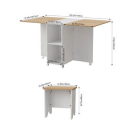 Drop Leaf Dining Table And 4 Stools Set, 5 Piece Foldable Kitchen Table Set - thumbnail 2