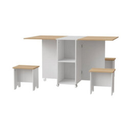 Drop Leaf Dining Table And 4 Stools Set, 5 Piece Foldable Kitchen Table Set - thumbnail 6