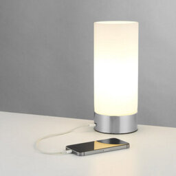 Luminosa Lighting Luminosa Dara 1 Light Table Lamp Brushed Nickel, Matt Opal Duplex Glass, E14 - thumbnail 2