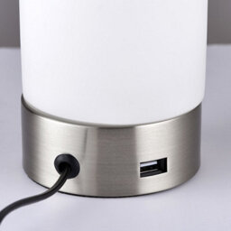 Luminosa Lighting Luminosa Dara 1 Light Table Lamp Brushed Nickel, Matt Opal Duplex Glass, E14 - thumbnail 3