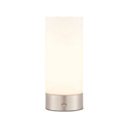 Luminosa Lighting Luminosa Dara 1 Light Table Lamp Brushed Nickel, Matt Opal Duplex Glass, E14 - thumbnail 1
