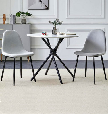 Hallowood Furniture Cullompton Small Round Dining Table (0.9M) With 2 Chairs (Cha502-Sgy) - image 1