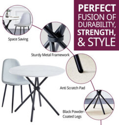 Hallowood Furniture Cullompton Small Round Dining Table (0.9M) With 2 Chairs (Cha502-Sgy) - thumbnail 2