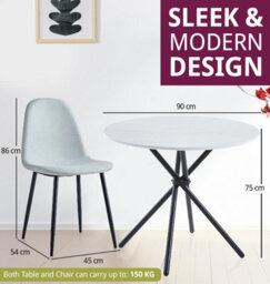 Hallowood Furniture Cullompton Small Round Dining Table (0.9M) With 2 Chairs (Cha502-Sgy) - thumbnail 3