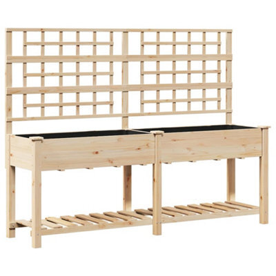 Berkfield Modern Garden Planter Beige 203.5 X 54 X 152.5 Cm Solid Fir Wood