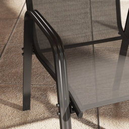 Outsunny Set Of 4 Garden Dining Chair Set Outdoor W/ High Back, Black - thumbnail 9