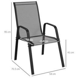 Outsunny Set Of 4 Garden Dining Chair Set Outdoor W/ High Back, Black - thumbnail 3