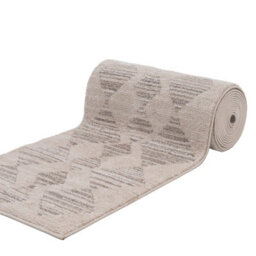 Loomed Neutral Beige Distressed Diamond Tonal Soft Extra Long Runner Rug Stair Carpet 60Cmx6M - thumbnail 6