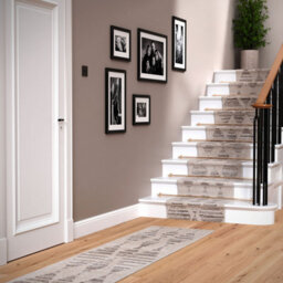 Loomed Neutral Beige Distressed Diamond Tonal Soft Extra Long Runner Rug Stair Carpet 60Cmx6M - thumbnail 2
