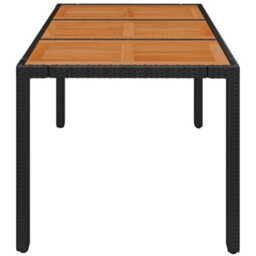 Vidaxl Garden Table With Wooden Top Black 150X90X75 Cm Poly Rattan - thumbnail 4