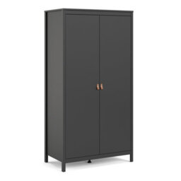 Furniture To Go Barcelona Wardrobe With 2 Doors In Matt Black - thumbnail 1