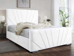 Stratus Interiors Windsor Diagonal Lined Art Deco Velvet Bed Frame With Optional Gas Lift Storage - Grey - Metal Gaslift - thumbnail 3