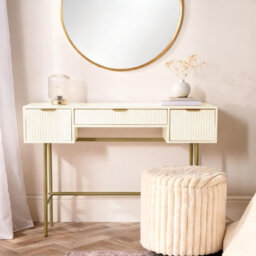 Ohs Ribbed Dressing Table Vanity Makeup Desk With 3 Drawers - thumbnail 1