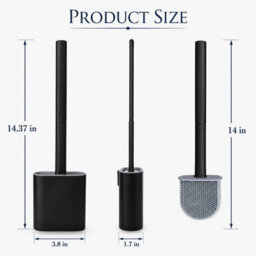 Mass Dynamic Black Toilet Brush With Holder, Flexible Silicone Brush Head, Long Non-Slip Handle, Ventilated Anti-Drip Holder - thumbnail 2