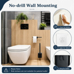 Mass Dynamic Black Toilet Brush With Holder, Flexible Silicone Brush Head, Long Non-Slip Handle, Ventilated Anti-Drip Holder - thumbnail 5