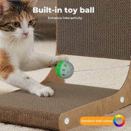 Skylos 48Cm L Shaped Cat Scratching Board With Ball Toy Wall Furniture Brown - thumbnail 6