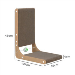 Skylos 48Cm L Shaped Cat Scratching Board With Ball Toy Wall Furniture Brown - thumbnail 4