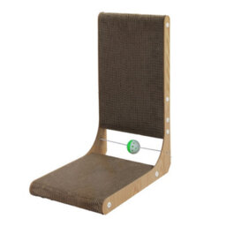Skylos 48Cm L Shaped Cat Scratching Board With Ball Toy Wall Furniture Brown - thumbnail 2