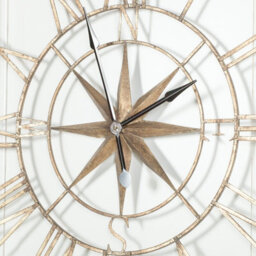 Extra Large 120Cm Aged Vintage Finish Compass Style Wall Clock - thumbnail 2
